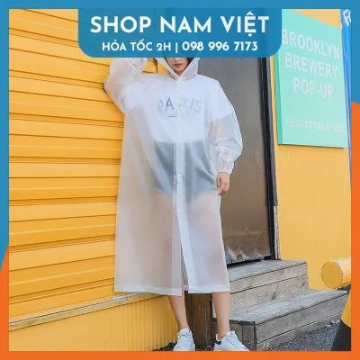 Áo Mưa Một Người Trong Suốt Có Nón Thời Trang Nhựa EVA Sử Dụng Nhiều Lần