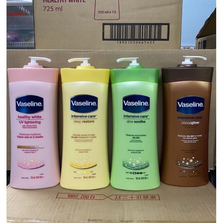 ✴  [ Date 2024 ] Sữa Dưỡng Thể Vaseline Màu Hồng và Xanh 725ml Hàng Chuẩn