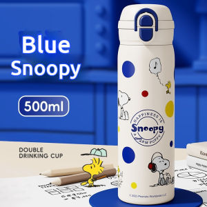 Bình nước dễ thương Snoopy Pipjoybình giữ nhiệt inox 316cốc giữ nhiệt có ống hút 500mlbình đá giữ nhiệt