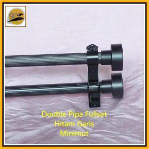 Batang Gordeng 4 meter Breket Double PIPA Full Set Besi Tiang Minimut Tirai Pintu Jendela.Minimalis