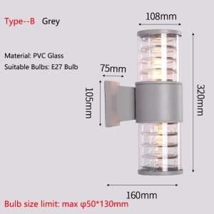 Outdoor Wall Light Wall Lamp Black Updown Effect Light Anti Rust IP65