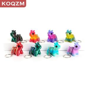 [COD] KOQZM KITCHEN Cute 3D Printing Multicolored Reindeer Keychain Creative Multi-joint Movable Simulation Animal Bag Charm Accessories Gift