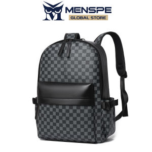 MENSPE กระเป๋าเป้สะพายหลังสำหรับเดินทางกระเป๋าเป้สะพายหลังกันน้ำกระเป๋าเดินทางสำหรับธุรกิจกระเป๋าสะพาย PU นิ่มสำหรับใส่การออกแบบลวดลายเดินทางไปเรียนกระเป๋านักเรียนแฟชั่น