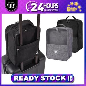 Travel Dustproof Waterproof Moistureproof Sports Shoes Storage Fabric Polyster Bag Beg Penyimpanan Kasut Sukan Kasual Perlindungan Tahan Debu Kalis Air (Black Grey Blue)