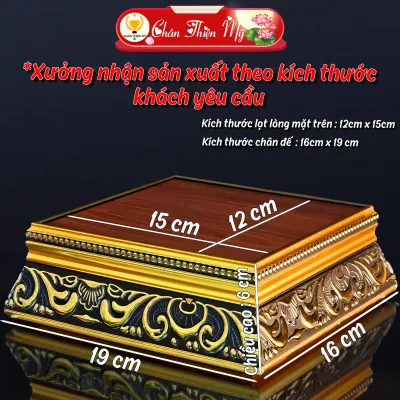 Đế Gỗ Đôn Gỗ Vuông Kê Tượng CHÂN THIỆN MỸ Vật Phẩm Phong Thuỷ Đồ Trang Trí Tượng Phật Nhiều Kích Thước