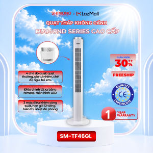 Quạt Tháp SHIMONO SM-TF46GL Họa Tiết Kim Cương Cao Cấp Màn Hình Led Hiển Thị Nhiệt Độ Công Suất 45W Có Remote Điều Khiển và Tiết Kiệm Điện - Hàng Chính Hãng