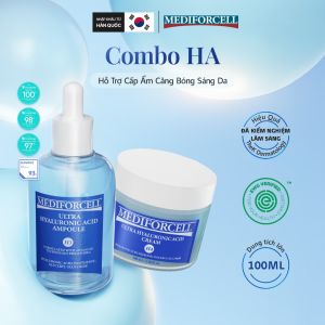 【ƯU ĐÃI GIÁ TỐT】Bộ Ampoule 100ml Và Kem Dưỡng 100ml Siêu Cấp Ẩm Và Căng Bóng Da Mediforcell Ultra Hyaluronic Acid