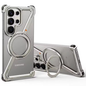 Z Shape for Samsung Galaxy S26 Ultra Z Fold 7 6 5 S25 S24 Phone Case Frameless Metal Protective Case 360°Rotate Magnetic Stand Shockproof Cover