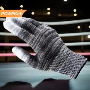 【PCWFKef】 12 cặp xe vinyl bọc găng tay Polyester PU tráng ngón tay găng tay chống tĩnh điện không bụi Cửa Sổ Màu làm việc găng tay