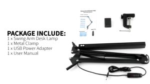 Desktop Long Arm LED Desk Lamp Adjustable 3 Lighting Modes with Clips Eye Protection Reading Office Desk Lamp