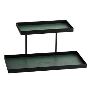 ESFDGL Rectangular Double Layer Vanity Tray Large Capacity Iron Jewelry Key Holder Practical Decorative Dresser Tray Entryway