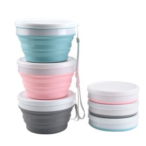 MMLUCK Lid Silicone Foldable Bowl Food Grade Reusable Portable Food Container Lightweight Space-Saving Folding Lunch Box Outdoor