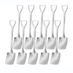 KECTTIO 10Pcs Stainless Steel Dessert Spoon Square Head Mini Shovel Spoon Cutlery Tableware Set Creative Ice Cream Spoon Home Kitchen