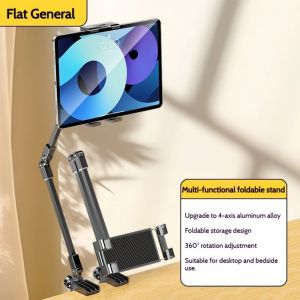 YESMILE 360-degree Rotation Tablet Stand 3 Sections Arms Adjustable Bedside Phone Holder Foldable Lazy Bracket for 5-12Inch Phone Ipad Pro Mini for Xiaomi