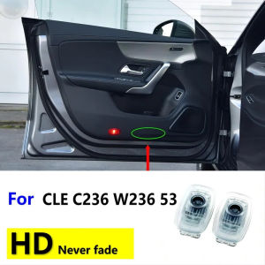 โคมไฟโปรเจคเตอร์ประตูรถยนต์ LED HD SDSy2PCS โคมไฟผีต้อนรับสำหรับ Benz CLE C236 W236 CLE 260 300 53 AMG 2024 2025 อุปกรณ์เสริม LFO