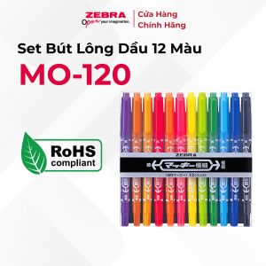 Set Bút Lông Dầu MO-120 12 Màu Zebra Pen - Chứng Nhận RoHS An Toàn Thương Hiệu Nhật [Chính Hãng]