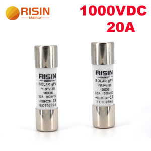 Risin PV Electronic Solar Fuse 3A/6A/8A/10A/12A/15A/20A/25A/30A/32A 1000V DC 10x38mm High Conductivity Tin-Plated Brass End Caps Automatic Fast Blow for Solar Panel System