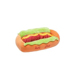 ROIO Removable Hot Dog-shaped Pet Bed Soft Plush with Mat Sausage Dog Nest Creative Fluffy Cat Nest Mat All Seasons