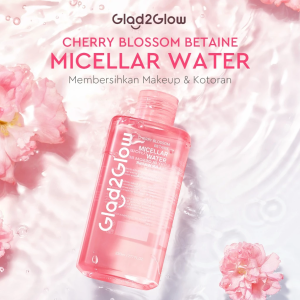 Glad2Glow Cherry Blossom Betaine Micellar Water 300 ml Glad2Glow Micellar Water g2g Makeup Remover Pembersih Make Up Micelar Water Facial Deep Cleansing Pembersih Riasan Lip Eye Face Makeup Remover Membersihkan Makeup Waterproof dan Kotoran