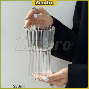 ZEO Striped Drinking Glass Cup Transparent Drinkware For Juice Coffee