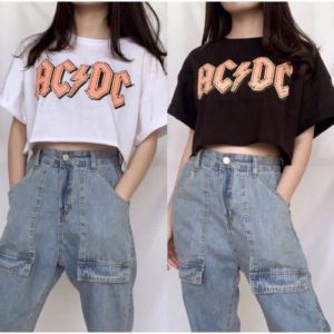 OVERSIZE T-SHIRT /KAOS OVERSIZE CROP ACDC/ KAOS OVERSIZE REMAJA CROP/ BISA BAYAR DITEMPAT (COD)