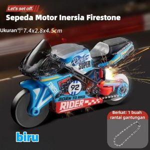 Mini Motor Inersia 7cm - Efek Cahaya Api & Gesekan Petir! Mainan Motor yang Super Keren