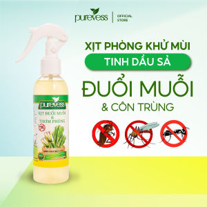 Xịt phòng tinh dầu Sả Chanh Bạc Hà Quế Oải Hương Trà Xanh Purevess xua đuổi muỗi khử mùi thơm phòng