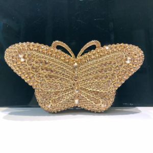 Butterfly Shaped Womens Bag Full Diamond Bag Banquet Dress Crystal Bag Banquet Bag with Diamond Inlaid Handle Bag Empty Hard Box