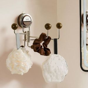 GEMMA Traceless Suction Cup Hook Wall Mounted Rotatable Bathroom Towel Hooks Practical Reusable Shower Hooks for Home