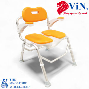 ViN-SC01 Foldable Shower Chair Waterproof EVA Soft Cushion Armrest Flip Up Adjustable Height