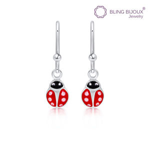 Bling Bijoux ต่างหูเงินแท้ 925 แบบห้อย รูปเต่าทองสีแดง สีสันสดใส น่ารักเรียบง่าย ใส่ได้ทุกวัน