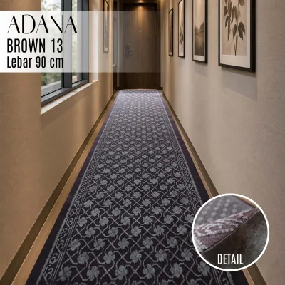 ADANA L09M PREMIUM Karpet Motif Meteran 1 m x 90 cm Brudru Pameran - Brown 13