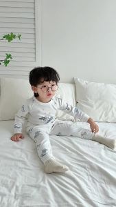 Children a Cotton-like baby home wear infant autumn clothing set pajamas long-sleeved two-piece autumn underwear