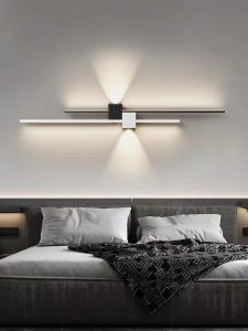Simple Modern Wall Light Bedroom Corridor Courtyard Creative Strip Wall Lamp Minimalist Black White Wall Lights