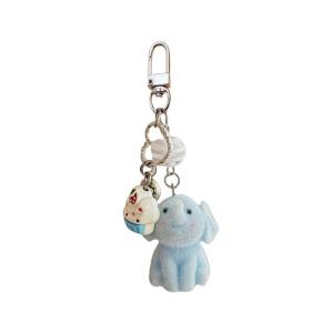 Flocking Elephant Key Holder Adorable Animal Theme Accessory Portable Travel Keychain for Bags