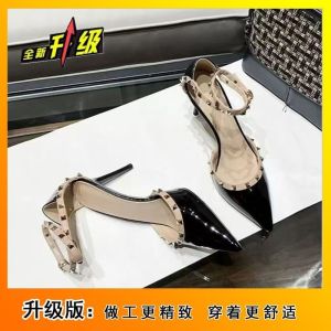 [Free Shipping] Stiletto Heels With A Single Strap Versatile Sandals Nude-Colored Studded Summer New High Heels Pointed Toe