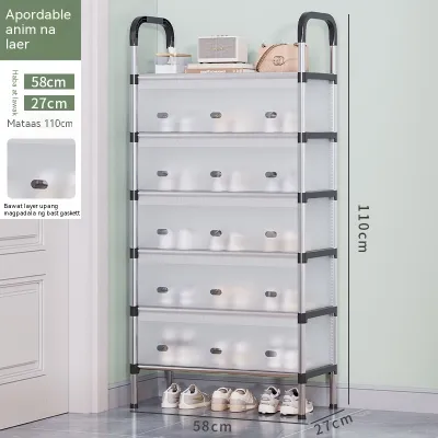 Simple Dustproof Shoe Cabinet (3/4/5/6/7 Layer) with Cover Shoe Rack Stackable Shoe Box Multifunctional Storage Rack