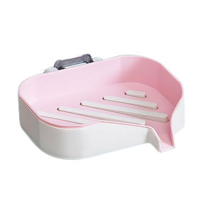 Double Drain Soap Dish No Hole Wall Mounted Soap Tray With Drain Rack Bathroom Kitchen Storage Accessories