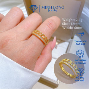 Nhẫn Titan mạ vàng 24k không han rỉ bóng sáng bảo hành 02 năm Vương Miện MLJG324