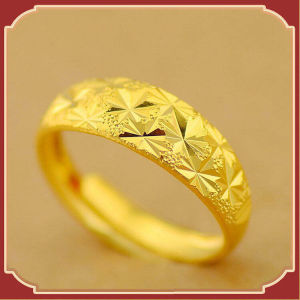 แหวนทอง 0.6 กรัม ทอง 96.5% มีใบรับป แหวนวงแหวน Frosted ธรรมดาผู้ชายและผู้หญิงสวมใส่ทุกวันไม่ลอกไม่ดำ