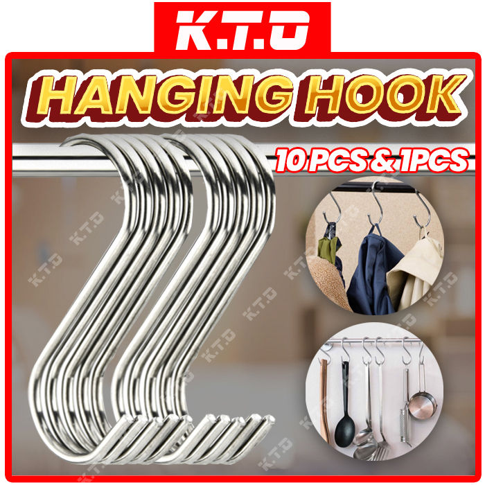 1pcs / 10pcs S Shape Stainless Hanging Hook Multipurpose Metal Hanger (  2INCH - 4INCH ) / Penyangkut S / S型挂钩