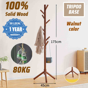 🇸🇬【SG stock】 Cloth Hanger Rack Stand 100% Beech Wooden Clothes Stand Nordic Style Wooden Coat Rack Stand Clothes Hanger Rack Bedroom Clothes Stand Rack For Umbrella Bag Hat Cloth Hanger Rack Stand