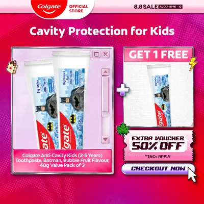 [BUY 2 FREE 1] Colgate Batman Anticavity Toothpaste for Kids Bubble Fruit 40g Pack of 3