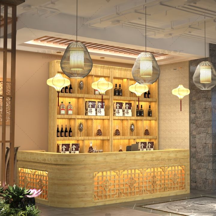 Hotel bar cashier wine cabinet integrated retro hot pot restaurant ...