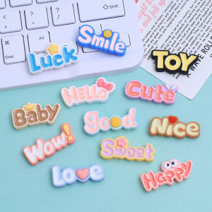 Set 9 Charm Chữ Resin Nổi 3D Pastel Siêu Cute Trang Trí Handmade DIY