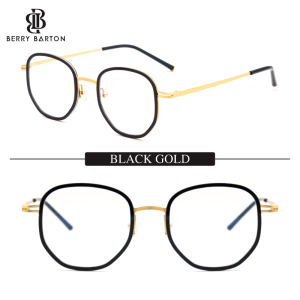 Berrybarton - Kacamata Segi Enam Titanium bisa Minus Anti Radiasi Photocromic Blueray 0986