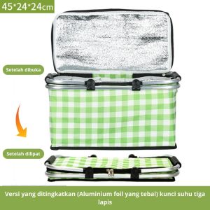 Keranjang Piknik Lipat Dengan Lapisan Dalam Aluminium Foil