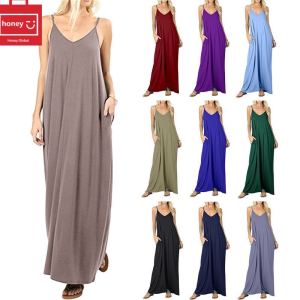 Honey Fashion--Korean Trend Ladies Long Sando Blouse Long Camisoles Spaghetti Sando Dress Maxi Dress For Women On Sales