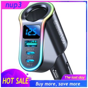 150W 4 in 1 USB Car Charger Adapter PD3.0 & QC3.0 30W Super Fast USB C Car Charger For Samsung
