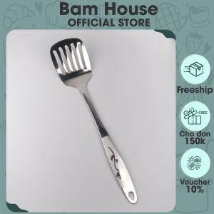 Vá đặc Vá lỗ Xẻng đặc Xẻng lỗ inox Bam House cán hoa loại lớn cao cấp siêu bền SCH05 - Gia dụng bếp